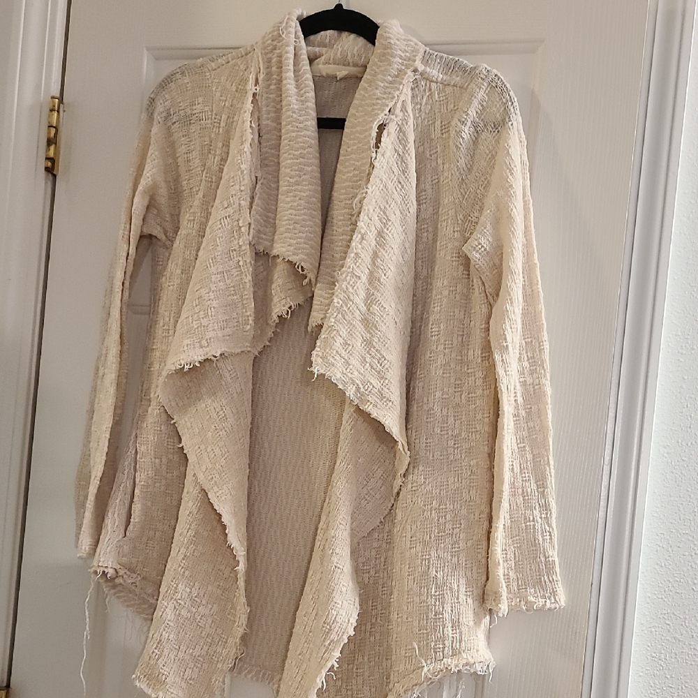 Hem & Thread Cream Textured Cardigan